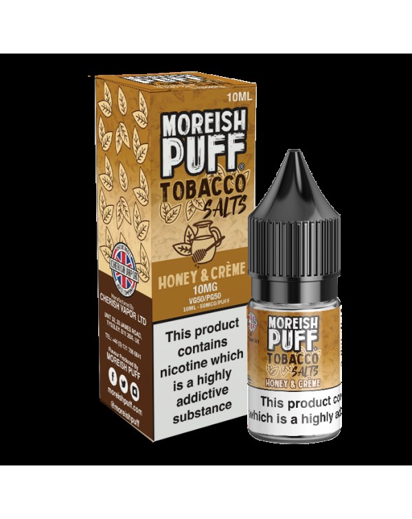 Moreish Puff Salts Honey and Cream Tobacco 10ml Ni...