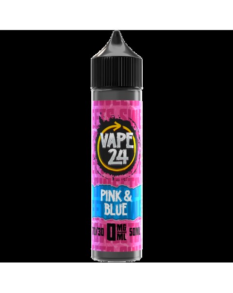 Vape 24 Sweets: Pink Blue 0mg 50ml Short Fill E-Liquid
