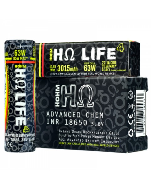 Hohm Tech Hohm Life 18650 Vape Battery Twin Pack (3015mAh 22.1A)