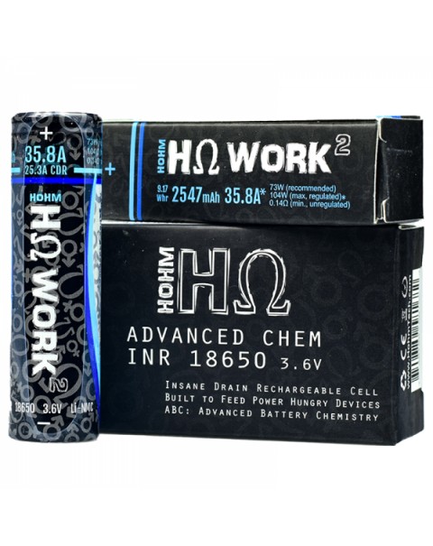 Hohm Tech Hohm Work 18650 Vape Battery Twin Pack (2547mAh 25.3A)