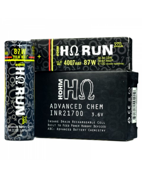 Hohm Tech Hohm Run XL 21700 Vape Battery Twin Pack (4000mAh 30A)