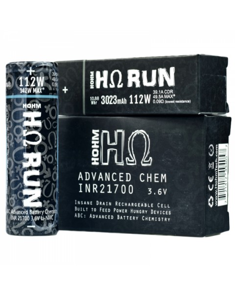 Hohm Tech Hohm Run 21700 Vape Battery Twin Pack (3000mAh 35A)
